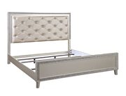 Pu & champagne finish button-tufted headboard king bed by Acme additional picture 2