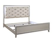 Pu & champagne finish button-tufted headboard king bed by Acme additional picture 5