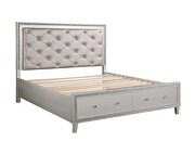 Pu & champagne finish button-tufted headboard queen bed w/ storage by Acme additional picture 5