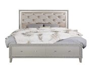 Pu & champagne finish button-tufted headboard queen bed w/ storage by Acme additional picture 6