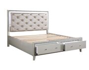 Pu & champagne finish button-tufted headboard queen bed w/ storage by Acme additional picture 9