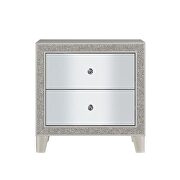 Mirrored & champagne finish shiny and lustrous surface nightstand by Acme additional picture 2