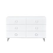 Crisp white finish and metal chrome legs dresser by Acme additional picture 2