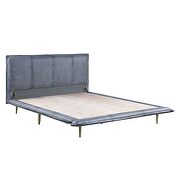 Gray top grain leather padded headboard queen bed by Acme additional picture 9
