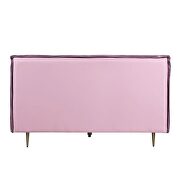 Pink top grain leather padded headboard queen bed by Acme additional picture 11