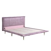 Pink top grain leather padded headboard queen bed by Acme additional picture 9