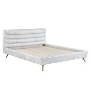 Vintage white top grain leather upholstered modern queen bed by Acme additional picture 9