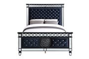 Black velvet upholstery headboard/ footboard and sliver finish king bed by Acme additional picture 3