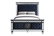 Black velvet upholstery headboard/ footboard and sliver finish king bed additional photo 3 of 14