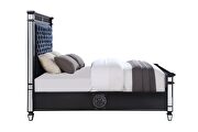 Black velvet upholstery headboard/ footboard and sliver finish king bed by Acme additional picture 4