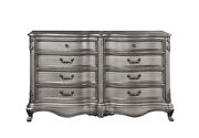 Antique platinum finish wingback headboard rococo design queen bed by Acme additional picture 12