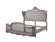 Antique platinum finish wingback headboard rococo design queen bed by Acme additional picture 3