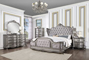 Antique platinum finish wingback headboard rococo design king bed by Acme additional picture 14