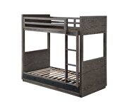 Gray oak finish wood twin over twin bunk bed by Acme additional picture 2