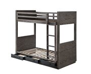 Gray oak finish wood twin over twin bunk bed by Acme additional picture 5
