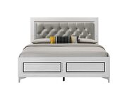Gray pu padded headboard & white finish queen bed w/ led lighting by Acme additional picture 4