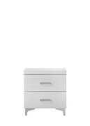 White finish and chrome metal legs nightstand by Acme additional picture 2