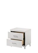 White finish and chrome metal legs nightstand by Acme additional picture 4