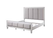 Gray linen channel-tufted headboard and footboard king bed by Acme additional picture 2