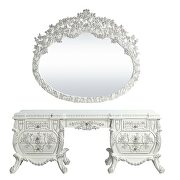 Antique white finish extravagant scroll floral design vanity desk by Acme additional picture 2
