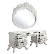 Antique white finish extravagant scroll floral design vanity desk by Acme additional picture 3