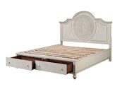 Wooden-crafted frame shown in an antique white finish queen bed by Acme additional picture 7