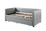 Gray fabric upholstery pleated design twin daybed by Acme additional picture 3