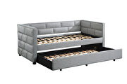 Gray fabric upholstery brick wall-tufted twin daybed by Acme additional picture 2