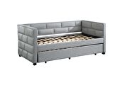 Gray fabric upholstery brick wall-tufted twin daybed by Acme additional picture 3