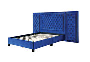 Blue velvet fully upholstery and crystal-like button tufting queen bed by Acme additional picture 2