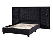 Black velvet fully upholstery and crystal-like button tufting queen bed by Acme additional picture 2