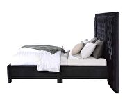 Black velvet fully upholstery and crystal-like button tufting queen bed by Acme additional picture 4