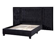 Black velvet fully upholstery and crystal-like button tufting king bed by Acme additional picture 2