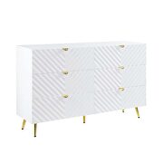 White high gloss finish wave pattern design king bed by Acme additional picture 10
