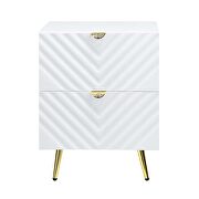 White high gloss finish wave pattern design nightstand by Acme additional picture 2