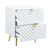 White high gloss finish wave pattern design nightstand by Acme additional picture 4