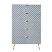 Gray high gloss finish wave pattern design chest by Acme additional picture 2