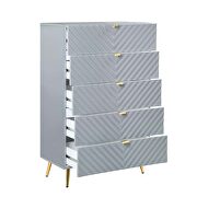 Gray high gloss finish wave pattern design chest by Acme additional picture 3