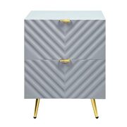 Gray high gloss finish wave pattern design nightstand by Acme additional picture 2