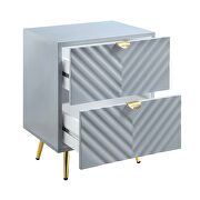 Gray high gloss finish wave pattern design nightstand by Acme additional picture 4