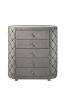 Gray velvet uphostery and black piping chest by Acme additional picture 3