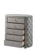 Gray velvet uphostery and black piping chest by Acme additional picture 4