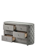 Gray velvet uphostery and black piping dresser by Acme additional picture 5