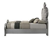 Gray velvet uphostery and black piping king bed by Acme additional picture 2