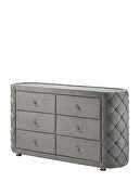 Gray velvet uphostery and black piping king bed by Acme additional picture 11