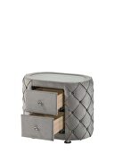 Gray velvet uphostery and black piping nightstand by Acme additional picture 6