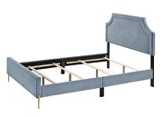 Light blue finish velvet upholstery/ nailhead trim headboard queen bed by Acme additional picture 17
