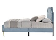 Light blue finish velvet upholstery/ nailhead trim headboard queen bed by Acme additional picture 19