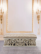 Antique gold finish acrylic diamond tufted bench by Acme additional picture 4