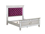 Burgundy velvet padded headboard / silver & mirrored finish full bed by Acme additional picture 2